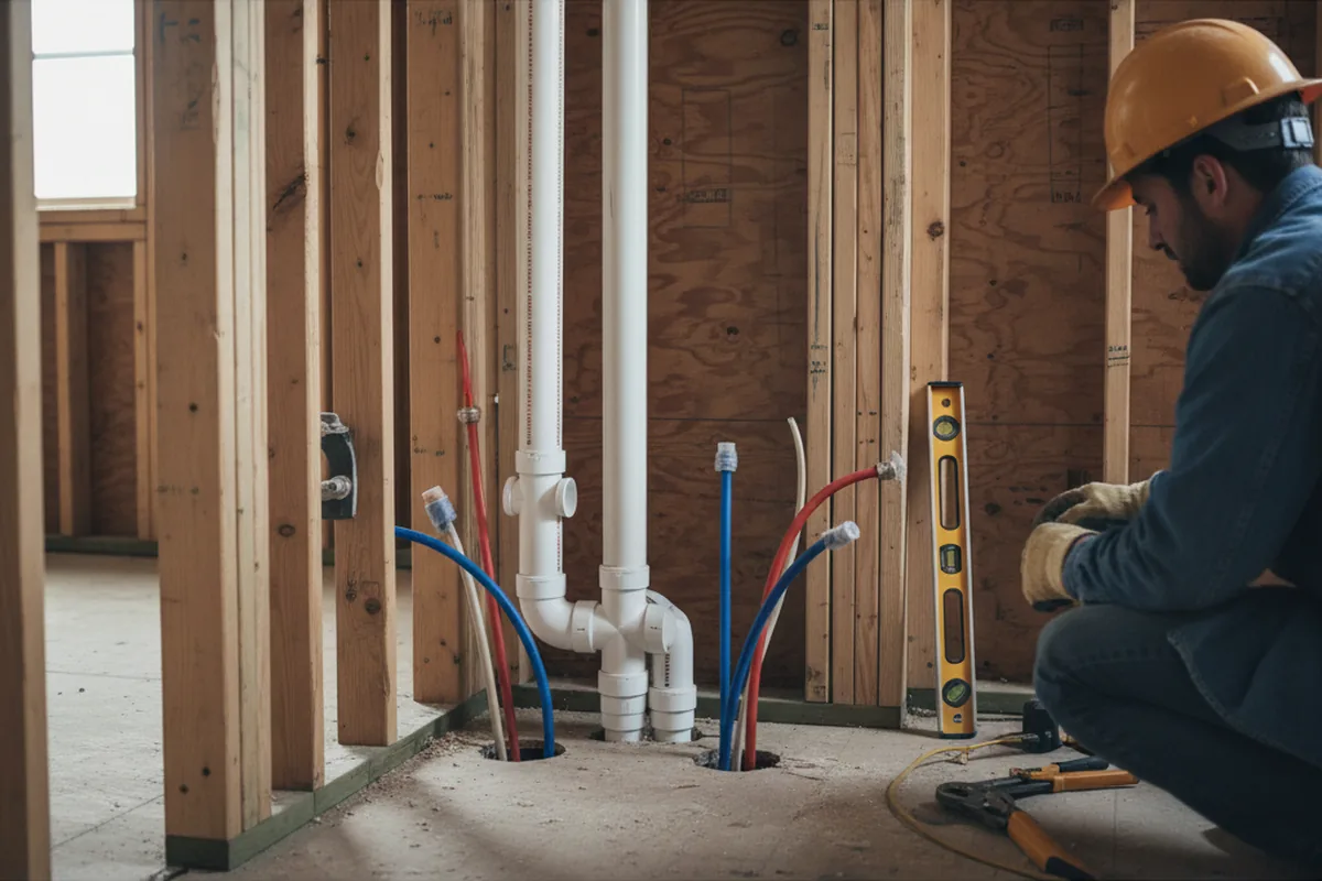 Drain and supply rough-in during Garbage Disposal Repair in Happy Jack